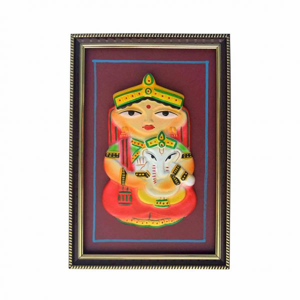 Terracotta Jamini Roy Durga Mata Fig. Art For Home Decor (11 Inch × 7.5 Inch)