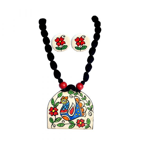 Karukala Madhubani Painting Handcrafted Necklace Set1