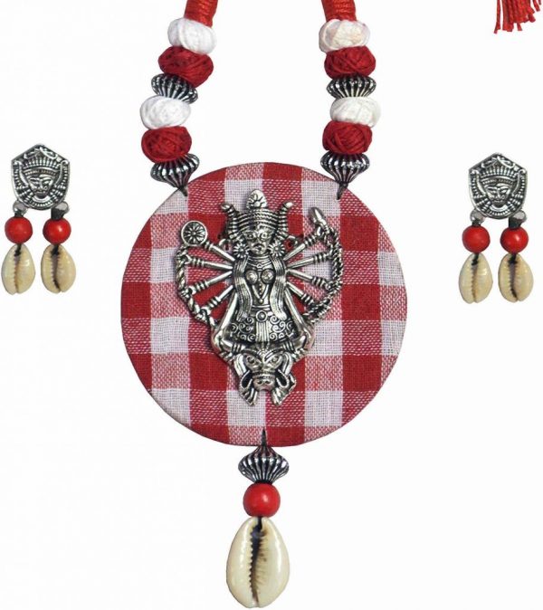 Karukala Handmade German Silver Durga Codi Necklace Set1