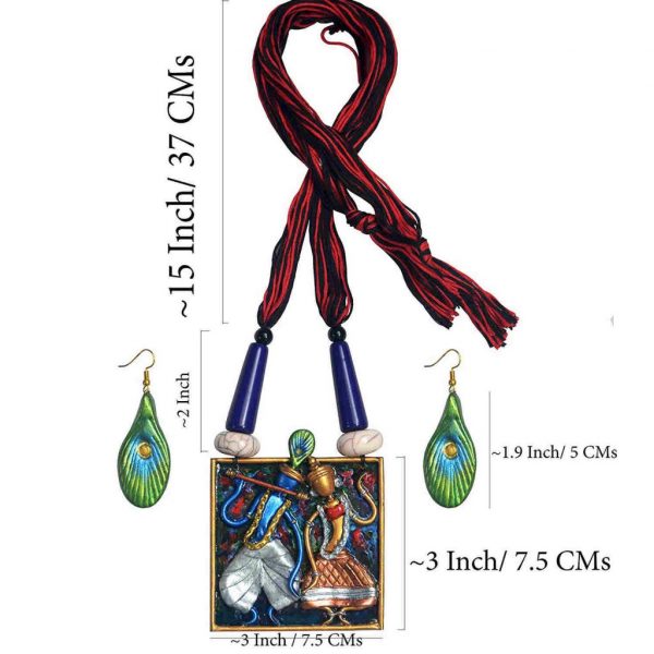 Radha Krishna Couple Figure Handicraft Jewellery Necklace Set 1