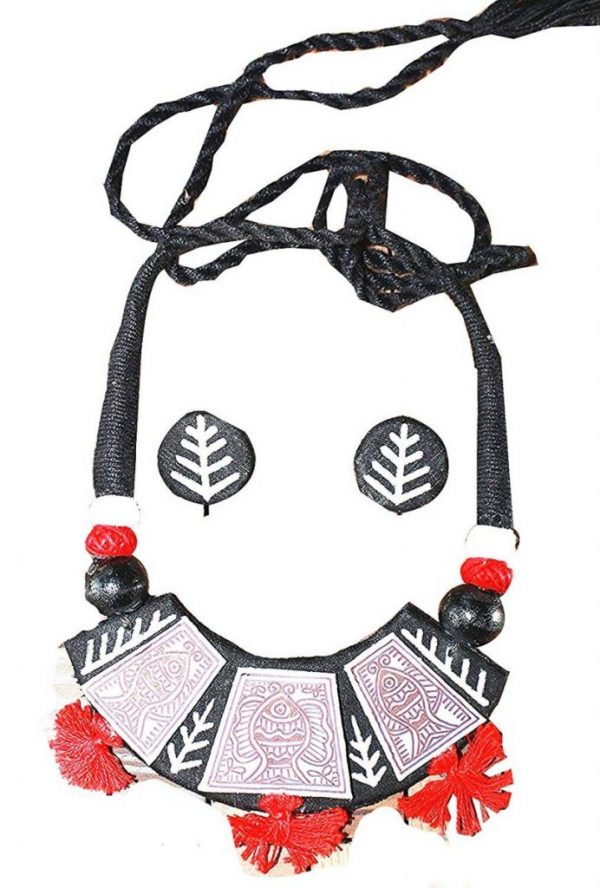 Madhubani Necklace And Ear Ring Set For Women No.1