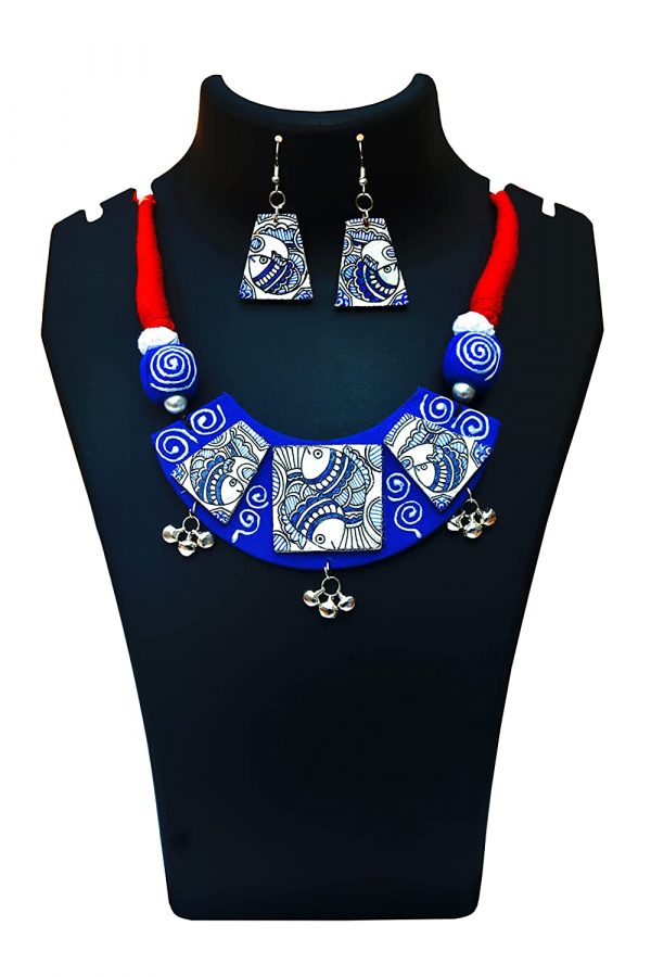 Mithila Art Madhubani Painting Fish Choker Necklace