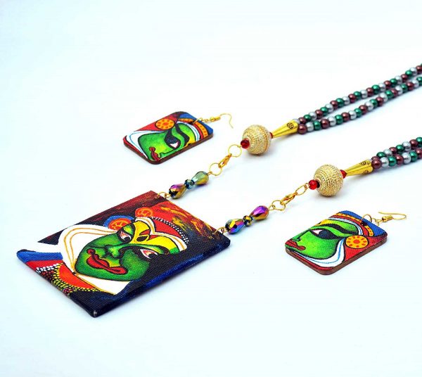 Hand Painted Kathakali Necklace &Amp;Earring Jewellery Sets2