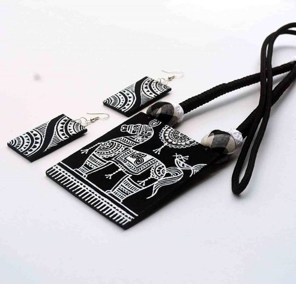 Fabric Mithila Art Madhubani Painting New Necklace Set012