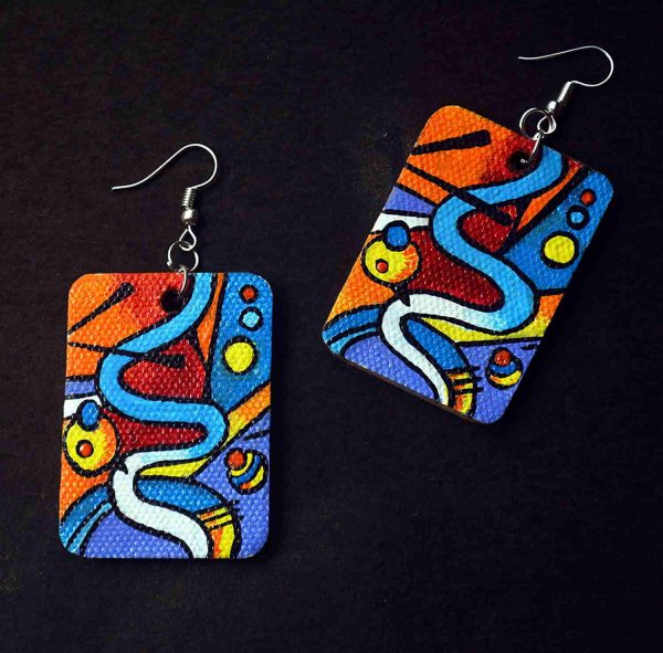 Handicraft Acrylic Canvas Painting Earrings2