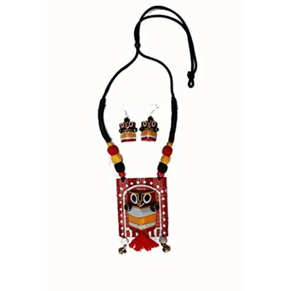 Karukala Gamcha Owl Handicraft Necklace Set1 for Women