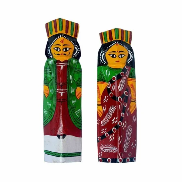 1 ft Wooden King Queen Set Art of Burdwan for Home Decor