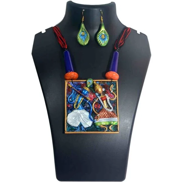 Radha Krishna Couple Figure Handicraft Jewellery Necklace Set 1