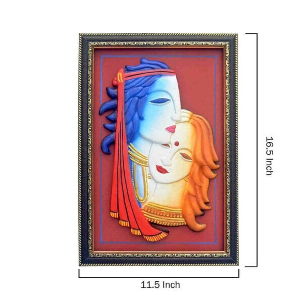 Terracotta Radha Krishna Figure Art For Home Decor (16.5 Inch×11.5 Inch) - Image 3