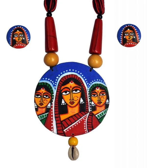 Karukala Exclusive Jamini Ray Wooden Necklace And Ear Ring Set1 For Women - Image 2