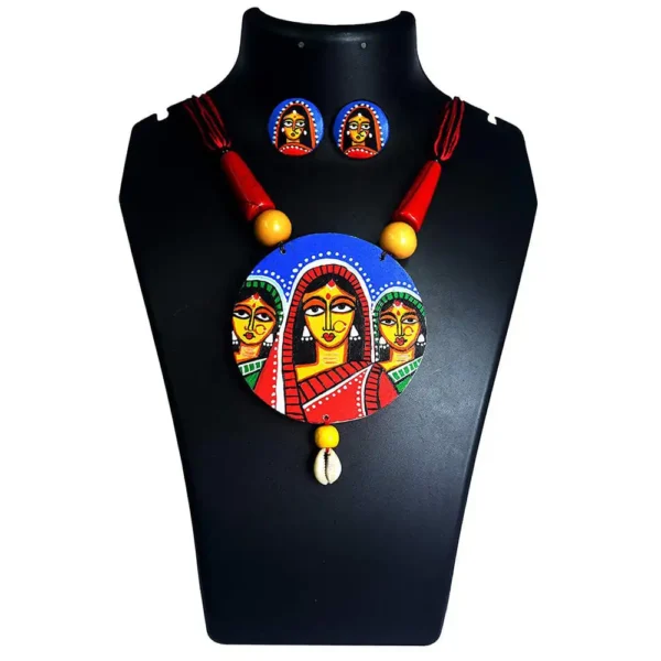 Karukala Exclusive Jamini Ray Wooden Necklace And Ear Ring Set1 For Women