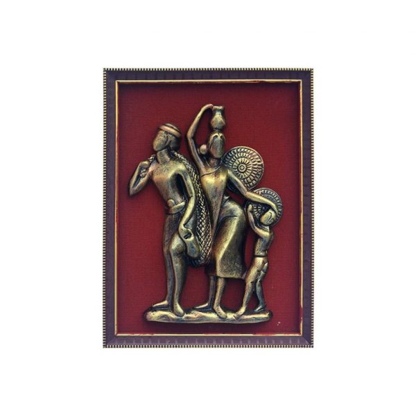 Terracotta Metallic Family Figure Art For Home Decor (12×9 Inch)