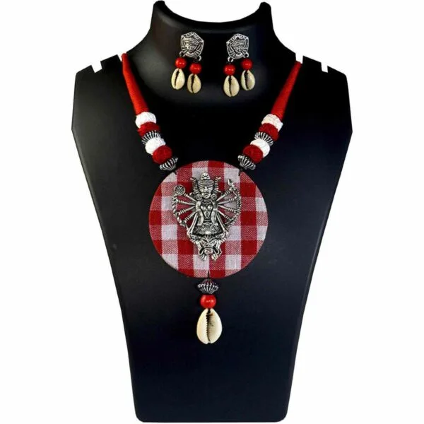 Karukala Handmade German Silver Durga Codi Necklace Set1