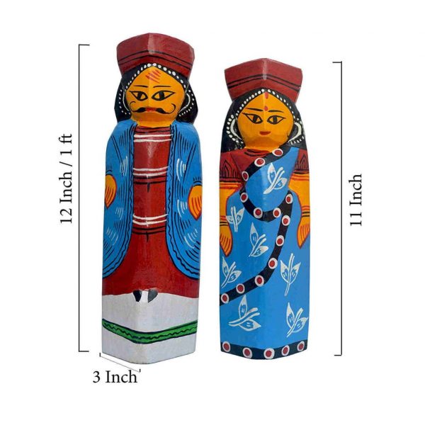 1 Ft Wooden King Queen Blue Set Art Of Burdwan - Image 2