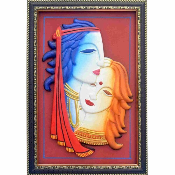 Terracotta Radha Krishna Figure Art For Home Decor (16.5 Inch×11.5 Inch) - Image 5
