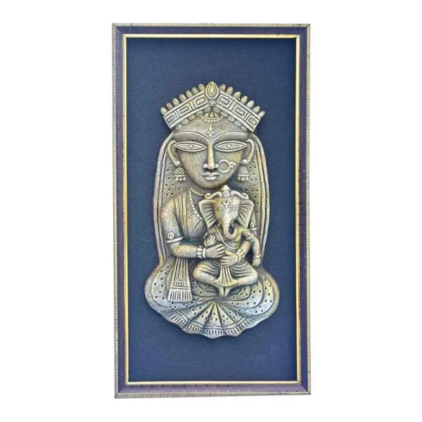 Handmade Terracotta Jamini Roy Durga Mata Art For Home Decor(18 Inch By 9.5 Inch)