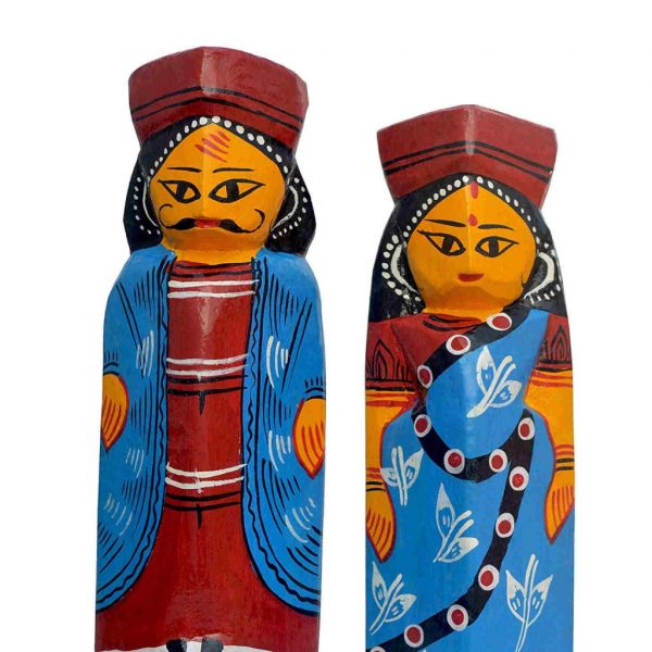 1 Ft Wooden King Queen Blue Set Art Of Burdwan - Image 3