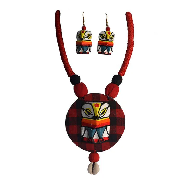 Karukala Wooden Owl Necklace and Ear Ring Set1