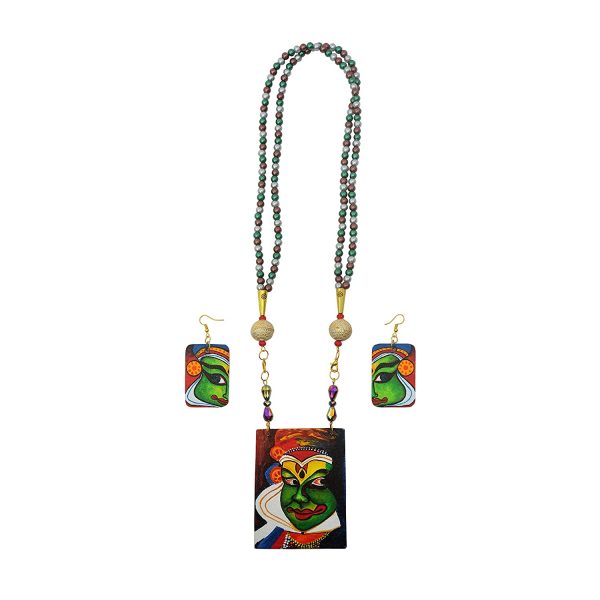 Hand Painted Kathakali Necklace &Amp;Earring Jewellery Sets