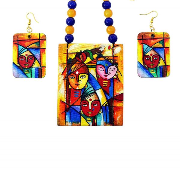 Hand Painted Goddess Necklace &Amp; Earring Jewellery Sets2