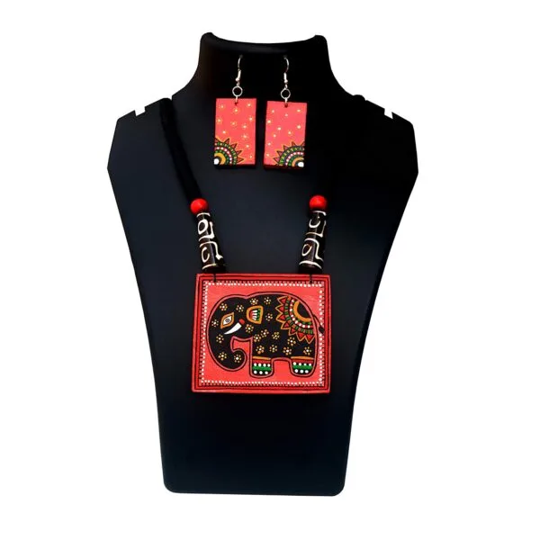 Exclusive Madhubani Elephant Art Painting Jewellery Set1