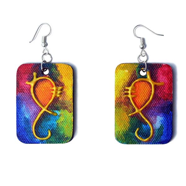 Canvas Ganesha Painting Earring (1 Pair)1