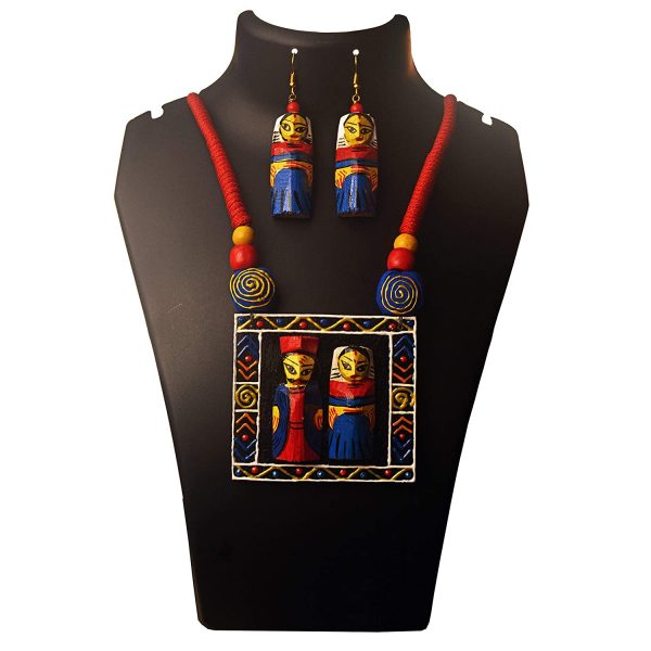 Bardwan Wooden Raja Rani (King Queen) Necklace