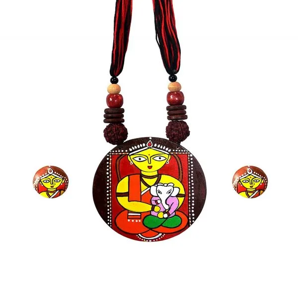 Handcrafted Ganesh Mother Love Painting Necklace Set Of 1 - Image 2