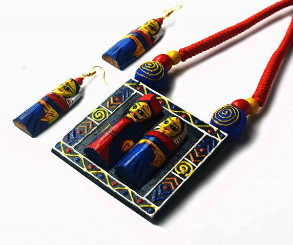 Bardwan Wooden Raja Rani (King Queen) Necklace2