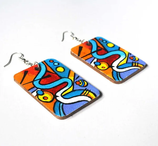 Handicraft Acrylic Canvas Painting Earrings1