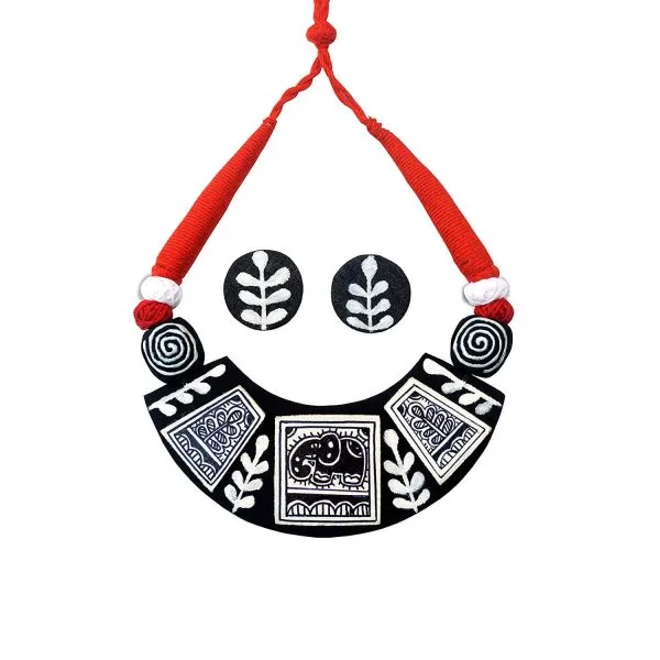 Madhubani Painting Elephant Choker Necklace1