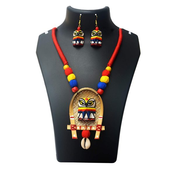 Karukala Handicraft Jewellery For Women Wooden Owl Bamboo Crafted &Amp; Hand Painted Jewellery1