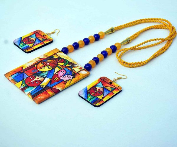 Hand Painted Goddess Necklace &Amp; Earring Jewellery Sets4