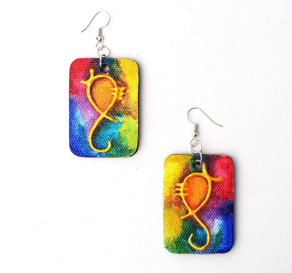 Canvas Ganesha Painting Earring (1 Pair)2