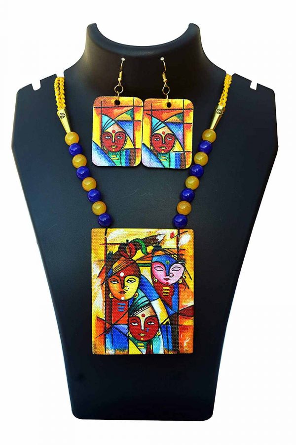 Hand Painted Goddess Necklace &Amp; Earring Jewellery Sets