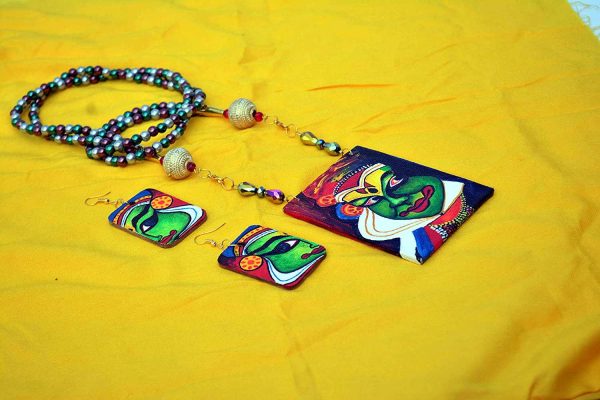 Hand Painted Kathakali Necklace &Amp;Earring Jewellery Sets3