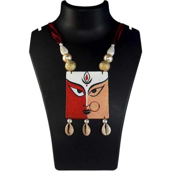 Karukala Canvas Painting Durga Fully Handcrafted Necklace