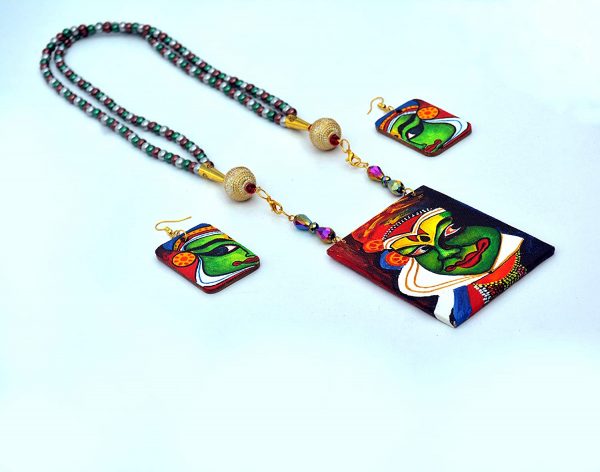 Hand Painted Kathakali Necklace &Amp;Earring Jewellery Sets5