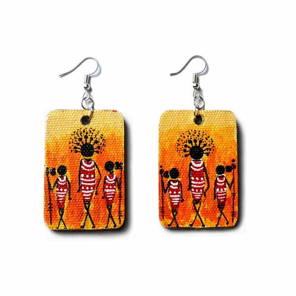 Acrylic Canvas Painting African Tribal Lady Earrings