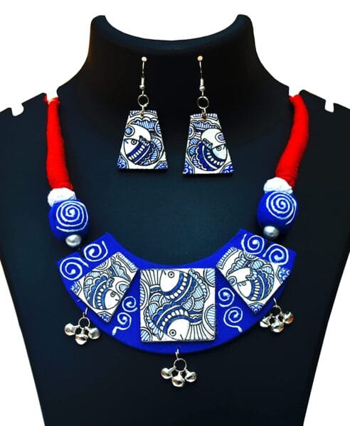 Mithila Art Madhubani Painting Fish Choker Necklace