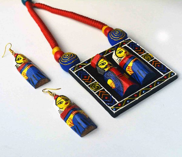 Bardwan Wooden Raja Rani (King Queen) Necklace