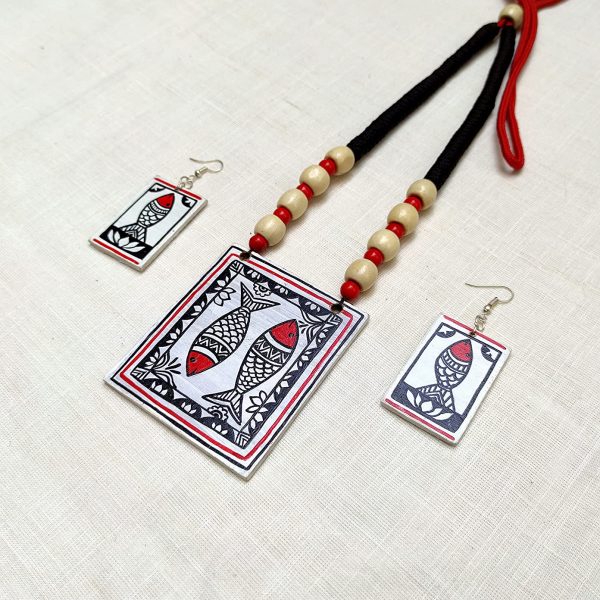 Madhubani Fish Jewelry Set1 Fully Hand Painted