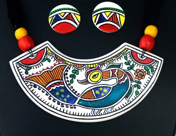 Original Madhubani Peacock Painting Fully Handmade Neckace01 - Image 5
