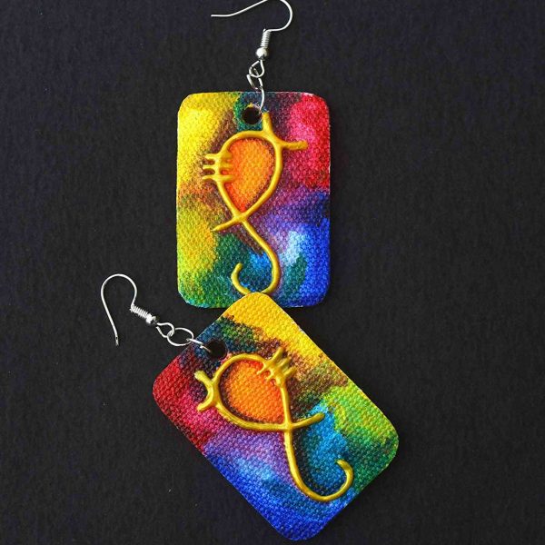 Canvas Ganesha Painting Earring (1 pair)