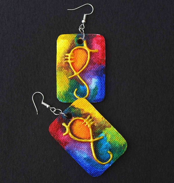 Canvas Ganesha Painting Earring (1 Pair)