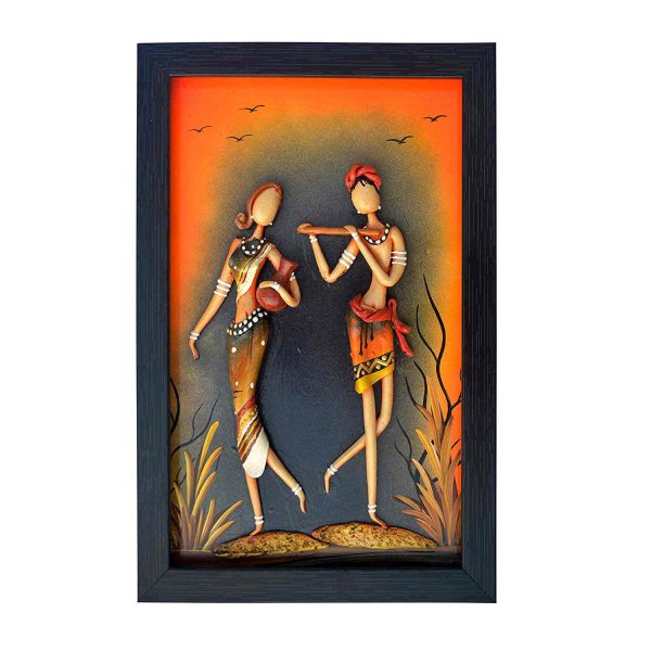 Synthetic Clay Radha Krishna Couple Figure Art of Bengal for Home Decoration (12 Inch × 8 inch)