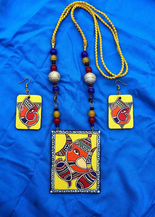 Ganesha On Canvas Necklace And Earring Jewellery Sets6