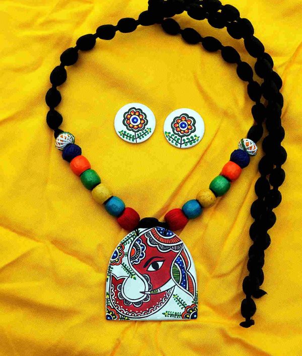 Madhubani Mithila Art Jewelry Elephant Painting Necklace