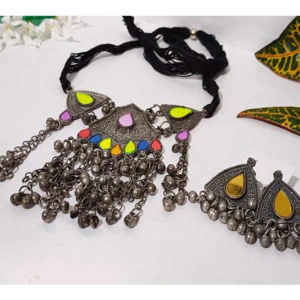 Fashion Multi Mirror Work Oxidised Jewellery Set